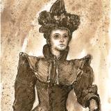 Antoinette - Print of Pen and Ink Victorian Portrait, 7in x 9in