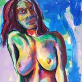 Rainbow Goddess 14-033 - acrylic painting on canvas, 24in x 36in