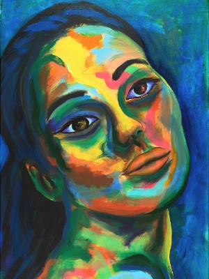 Rainbow Goddess 17-014 - acrylic painting on canvas, 24in x 36in