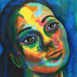 Rainbow Goddess 17-014 - acrylic painting on canvas, 24in x 36in