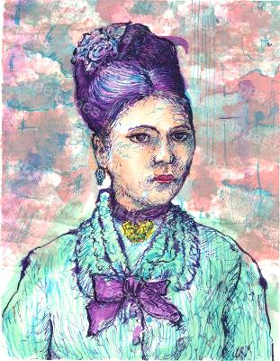 Chelsea - Print of Pen and Ink Victorian Portrait, 7in x 9in