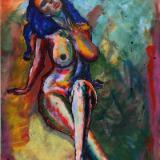 Rainbow Goddess 14-010 - acrylic painting on canvas, 24in x 36in