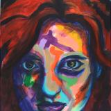 Rainbow Goddess 17-013 - acrylic painting on canvas, 24in x 36in