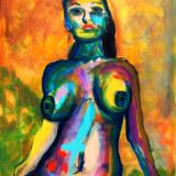 Rainbow Goddess 15-020 - acrylic painting on canvas, 24in x 36in
