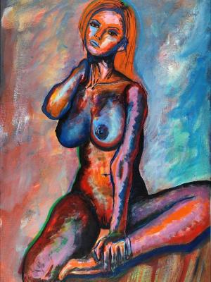 Rainbow Goddess 14-005 - acrylic painting on canvas, 24in x 36in