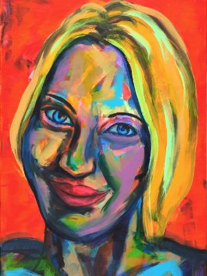 Rainbow Goddess 17-016 - acrylic painting on canvas, 24in x 36in