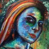 Rainbow Goddess 14-004 - acrylic painting on canvas, 24in x 36in