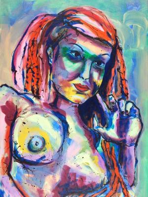 Rainbow Goddess 14-025 - acrylic painting on canvas, 24in x 36in