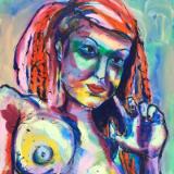 Rainbow Goddess 14-025 - acrylic painting on canvas, 24in x 36in