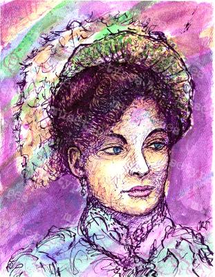 Francisca - Print of Pen and Ink Victorian Portrait, 7in x 9in