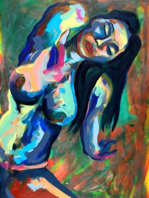 Rainbow Goddess 16-007 - acrylic painting on canvas, 24in x 36in