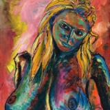 Rainbow Goddess 14-007 - acrylic painting on canvas, 24in x 36in