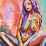 Rainbow Goddess 14-039 - acrylic painting on canvas, 24in x 36in