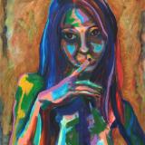 Rainbow Goddess 18-006 - acrylic painting on canvas, 24in x 36in