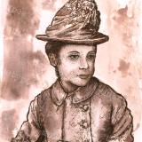Angeline - Print of Pen and Ink Victorian Portrait, 7in x 9in