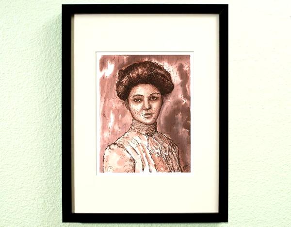 Louisa - Print of Pen and Ink Victorian Portrait, 7in x 9in