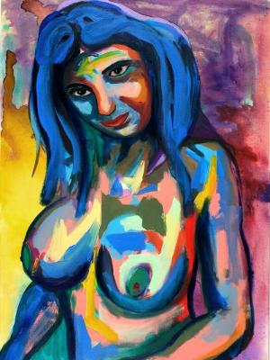 Rainbow Goddess 16-002 - acrylic painting on canvas, 24in x 36in