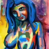 Rainbow Goddess 16-002 - acrylic painting on canvas, 24in x 36in