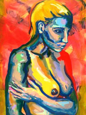 Rainbow Goddess 15-012 - acrylic painting on canvas, 24in x 36in