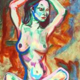 Rainbow Goddess 15-003 - acrylic painting on canvas, 24in x 36in