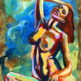 Rainbow Goddess 15-011 - acrylic painting on canvas, 24in x 36in