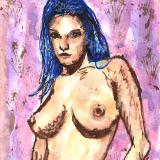 Roxie - Print of Pen and Ink Artistic Nude, 7in x 9in