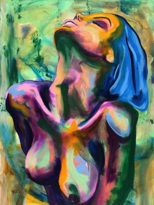 Rainbow Goddess 15-007 - acrylic painting on canvas, 24in x 36in