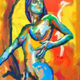 Rainbow Goddess 15-014 - acrylic painting on canvas, 24in x 36in