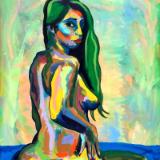 Rainbow Goddess 16-003 - acrylic painting on canvas, 24in x 36in