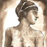 Colette - Print of Pen and Ink French Nude, 7in x 9in