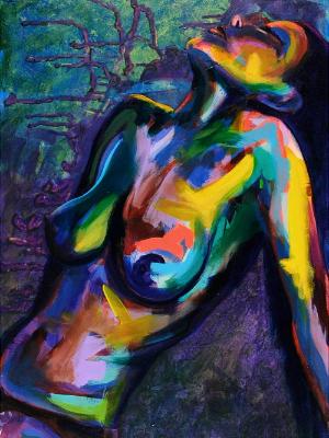 Rainbow Goddess 17-008 - acrylic painting on canvas, 24in x 36in